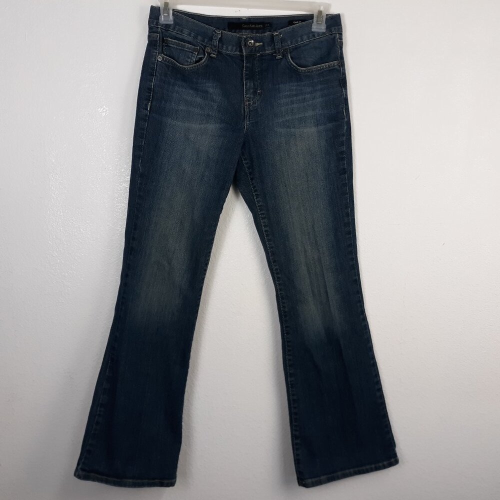 Calvin Klein Women's Flare Fit Jeans Size 29/8 Mid Rise Medium Wash Blue Denim